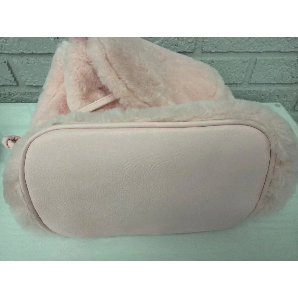 Unbranded Girls Pink Faux Fur Mini Backpack